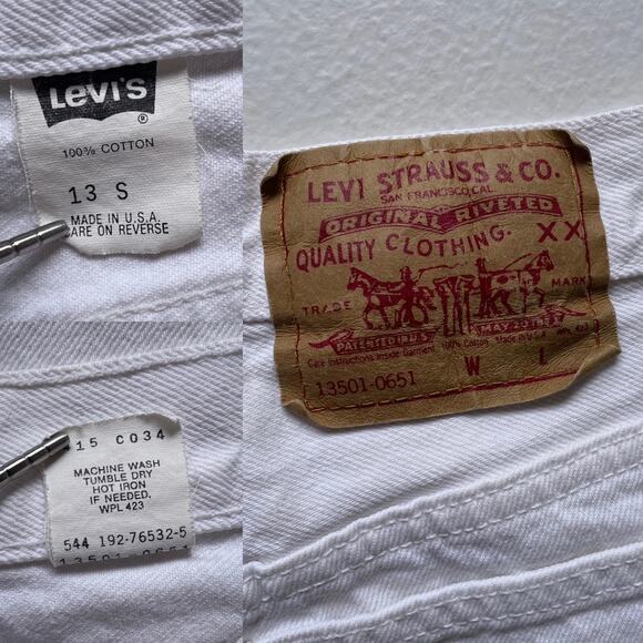 Vintage 80's LEVIS 501 White Jeans Made in USA 13 S / 28-29" W / High Rise - Picture 7 of 11
